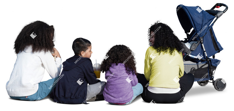 Family with a stroller drinking person png (20235)