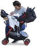 Family with a stroller sitting people png (11604) | MrCutout.com - miniature