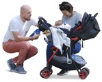 Family with a stroller sitting people png (11531) - miniature