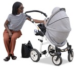 Family with a stroller sitting human png (17414) - miniature