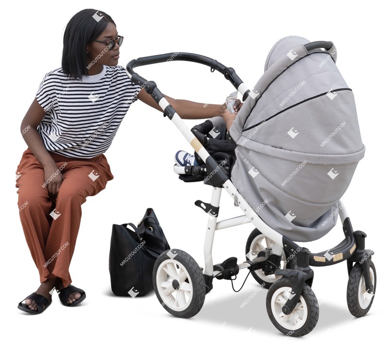 Family with a stroller sitting human png (17414)
