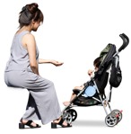 Family with a stroller sitting people png (16930) | MrCutout.com - miniature