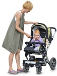 Cut out people - Family With A Stroller Standing 0001 | MrCutout.com - miniature
