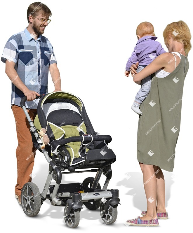 Family with a stroller standing people png (3867)