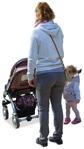 Family with a stroller standing people cutouts (2284) - miniature