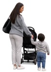 Cut out people - Family With A Stroller Standing 0006 | MrCutout.com - miniature