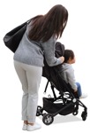 Family with a stroller standing  (11454) - miniature