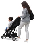 Family with a stroller standing people png (11002) - miniature