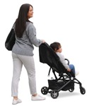 Family with a stroller standing  (11452) - miniature