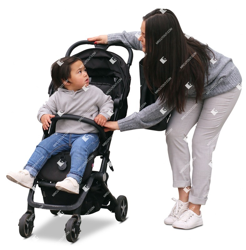 Family with a stroller standing people png (11451)
