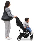 Family with a stroller standing  (11448) - miniature