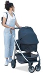 Family with a stroller standing  (12830) - miniature