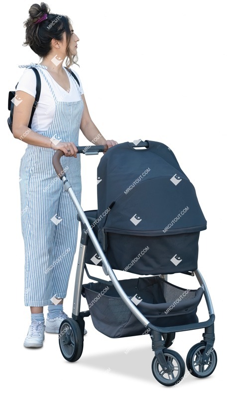 Family with a stroller standing people png (12830)