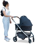 Family with a stroller standing  (12832) - miniature