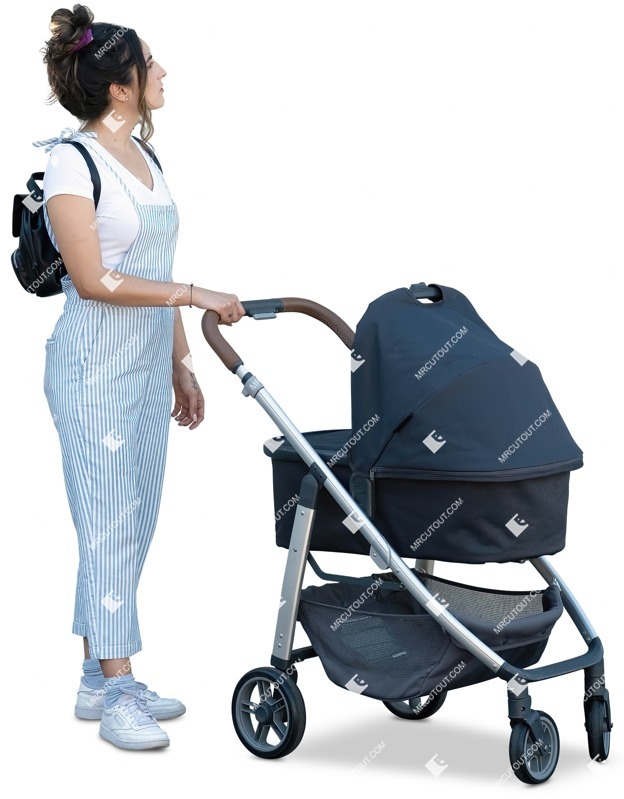 Family with a stroller standing people png (12832)