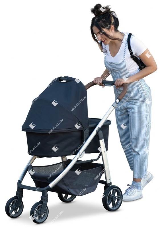 Family with a stroller standing people png (12833)