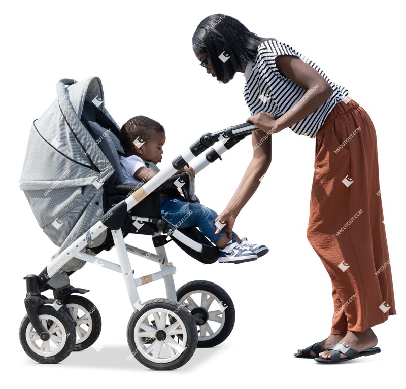 Family with a stroller standing person png (15656)