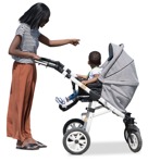Family with a stroller standing cut out people (16172) | MrCutout.com - miniature