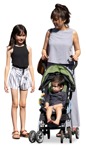Family with a stroller standing people png (16801) | MrCutout.com - miniature