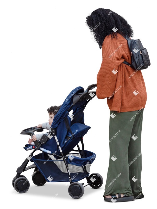 Family with a stroller standing people png (17397)