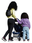 Family with a stroller standing entourage people (20320) - miniature