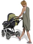 Cut out people - Family With A Stroller Walking 0003 | MrCutout.com - miniature