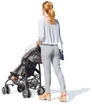 Cut out people - Family With A Stroller Walking 0006 | MrCutout.com - miniature