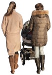 Family with a stroller walking  (2721) - miniature