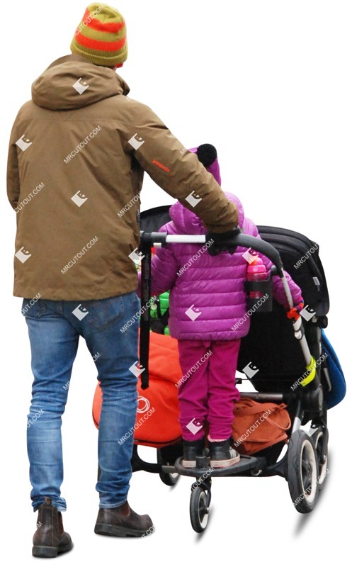 Family with a stroller walking human png (684)