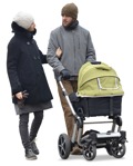 Cut out people - Family With A Stroller Walking 0012 | MrCutout.com - miniature