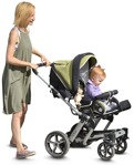 Cut out people - Family With A Stroller Walking 0013 | MrCutout.com - miniature