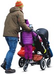 Cut out people - Family With A Stroller Walking 0014 | MrCutout.com - miniature