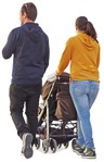 Cut out people - Family With A Stroller Walking 0022 | MrCutout.com - miniature