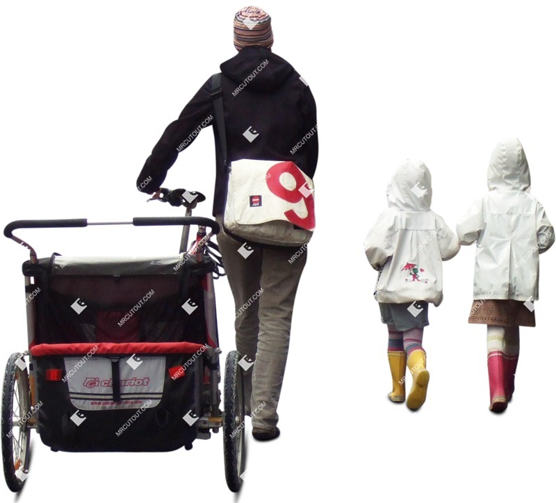 Family with a stroller walking person png (812)