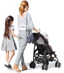 Cut out people - Family With A Stroller Walking 0028 | MrCutout.com - miniature