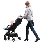 Family with a stroller walking people png (7620) - miniature