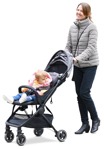 Cut out people - Family With A Stroller Walking 0034 | MrCutout.com - miniature
