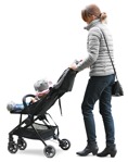 Cut out people - Family With A Stroller Walking 0035 | MrCutout.com - miniature