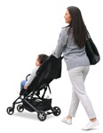 Cut out people - Family With A Stroller Walking 0038 | MrCutout.com - miniature