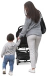 Family with a stroller walking person png (10063) - miniature
