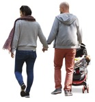 Family with a stroller walking people png (11631) - miniature