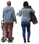 Family with a stroller walking people png (11633) - miniature