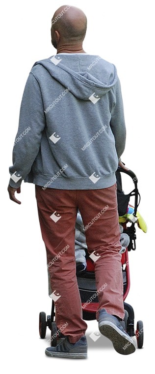 Family with a stroller walking human png (11521)