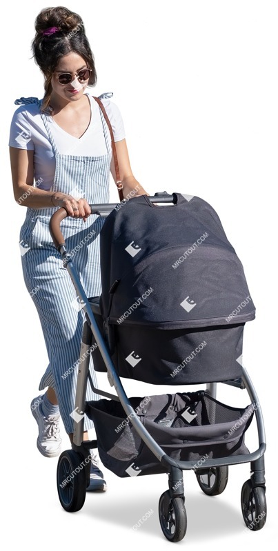 Family with a stroller walking people png (12827)