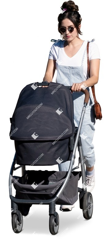 Family with a stroller walking people png (14813)