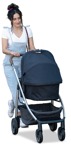 Family with a stroller walking people png (14208) - miniature