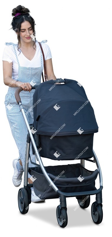 Family with a stroller walking people png (12829)