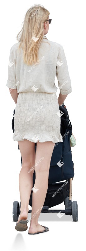 Family with a stroller walking people png (15426)