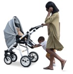 Family with a stroller walking human png (15851) - miniature