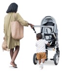 Family with a stroller walking human png (16139) | MrCutout.com - miniature